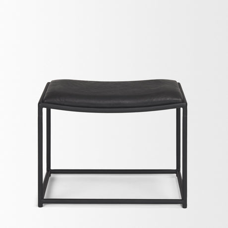 Taniel Black Leather w/ Black Metal Stool by Mercana at Eve Furniture
