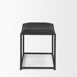 Taniel Black Leather w/ Black Metal Stool by Mercana at Eve Furniture