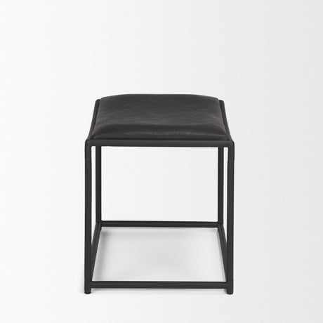 Taniel Black Leather w/ Black Metal Stool by Mercana at Eve Furniture