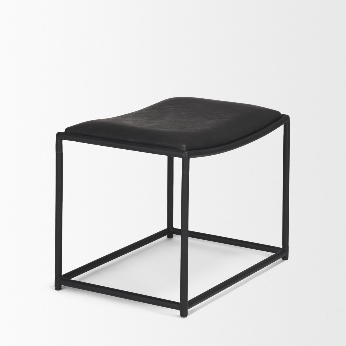 Taniel Black Leather w/ Black Metal Stool by Mercana at Eve Furniture