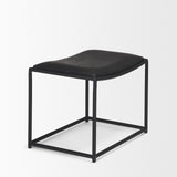 Taniel Black Leather w/ Black Metal Stool by Mercana at Eve Furniture