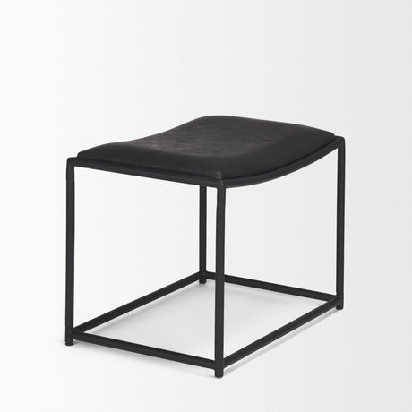 Taniel Black Leather w/ Black Metal Stool by Mercana at Eve Furniture