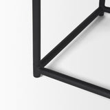 Taniel Black Leather w/ Black Metal Stool by Mercana at Eve Furniture