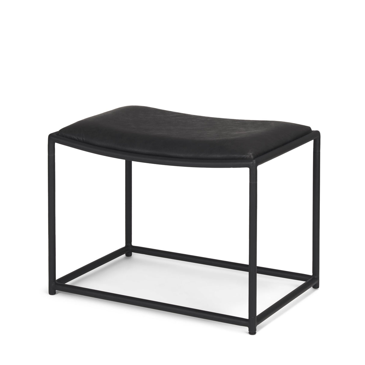 Taniel Black Leather w/ Black Metal Stool by Mercana at Eve Furniture