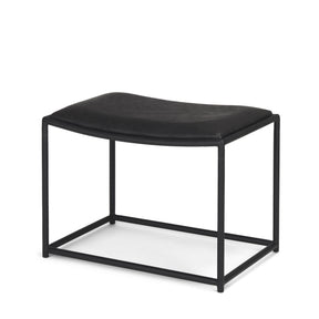 Taniel Black Leather w/ Black Metal Stool by Mercana at Eve Furniture