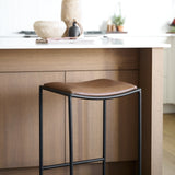 Taniel Brown Leather w/ Black Metal Counter Stool by Mercana at Eve Furniture