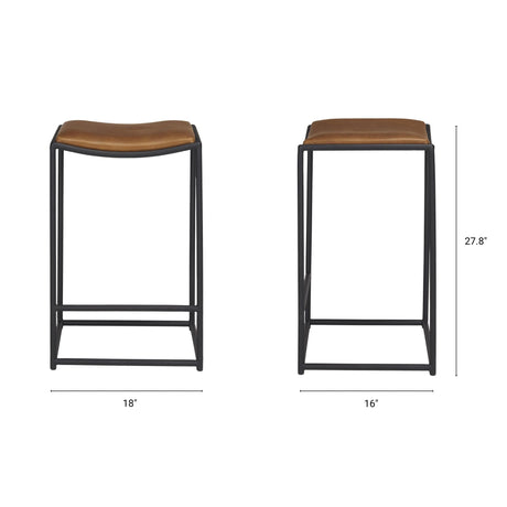 Taniel Brown Leather w/ Black Metal Counter Stool by Mercana at Eve Furniture