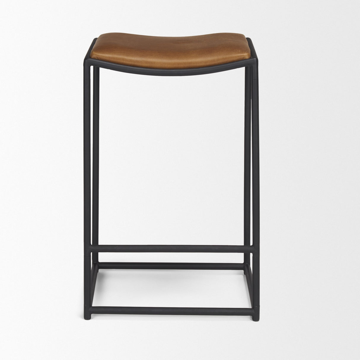 Taniel Brown Leather w/ Black Metal Counter Stool by Mercana at Eve Furniture