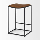 Taniel Brown Leather w/ Black Metal Counter Stool by Mercana at Eve Furniture