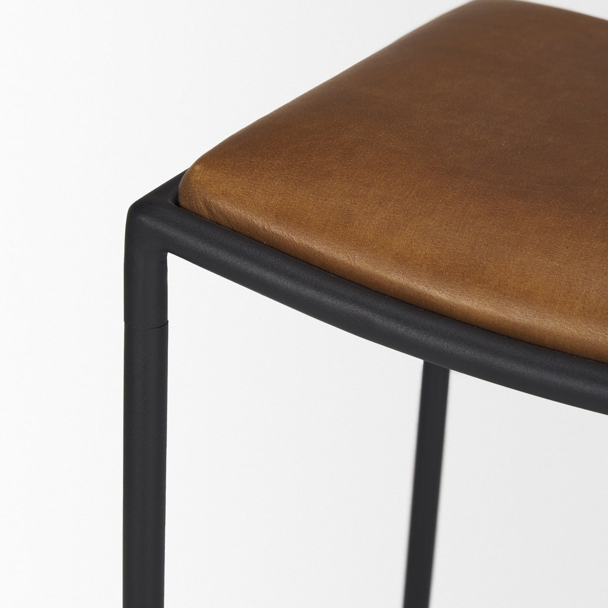 Taniel Brown Leather w/ Black Metal Counter Stool by Mercana at Eve Furniture
