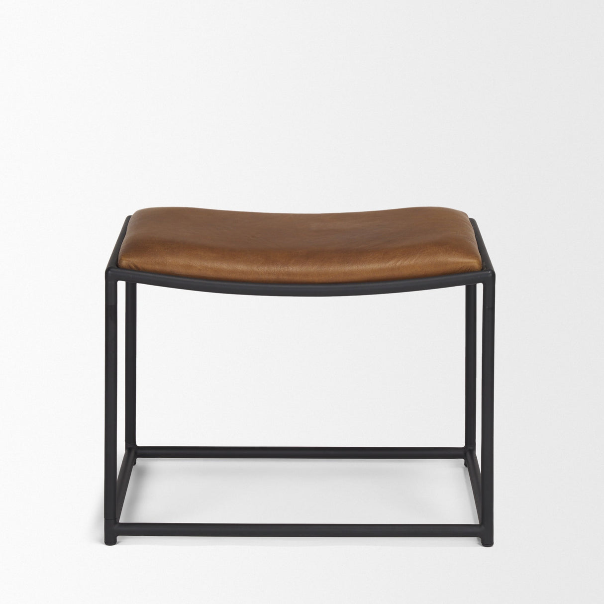 Taniel Brown Leather w/ Black Metal Stool by Mercana at Eve Furniture