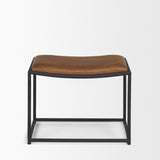 Taniel Brown Leather w/ Black Metal Stool by Mercana at Eve Furniture