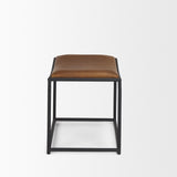 Taniel Brown Leather w/ Black Metal Stool by Mercana at Eve Furniture