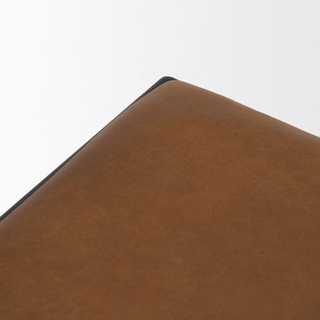 Taniel Brown Leather w/ Black Metal Stool by Mercana at Eve Furniture