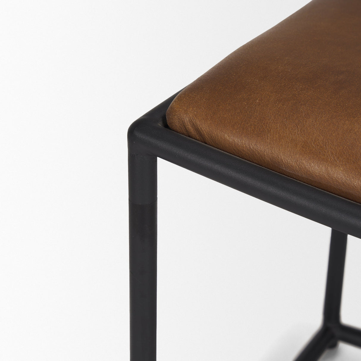 Taniel Brown Leather w/ Black Metal Stool by Mercana at Eve Furniture