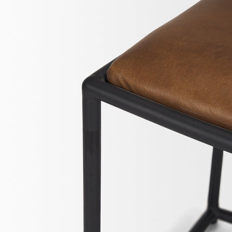 Taniel Brown Leather w/ Black Metal Stool by Mercana at Eve Furniture