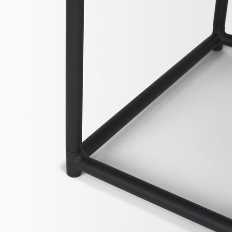 Taniel Brown Leather w/ Black Metal Stool by Mercana at Eve Furniture