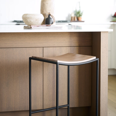 Taniel Light Brown Wood w/ Black Metal Counter Stool by Mercana at Eve Furniture