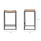 Taniel Light Brown Wood w/ Black Metal Counter Stool by Mercana at Eve Furniture