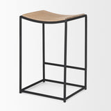 Taniel Light Brown Wood w/ Black Metal Counter Stool by Mercana at Eve Furniture