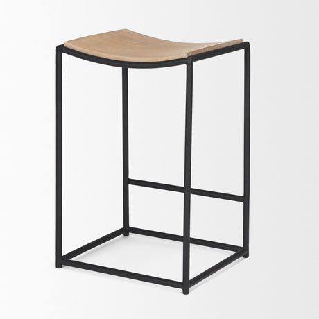 Taniel Light Brown Wood w/ Black Metal Counter Stool by Mercana at Eve Furniture