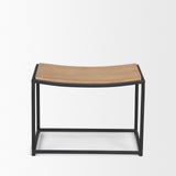 Taniel Light Brown Wood w/ Black Metal Stool by Mercana at Eve Furniture