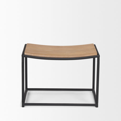 Taniel Light Brown Wood w/ Black Metal Stool by Mercana at Eve Furniture