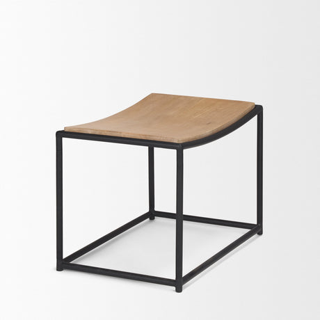 Taniel Light Brown Wood w/ Black Metal Stool by Mercana at Eve Furniture