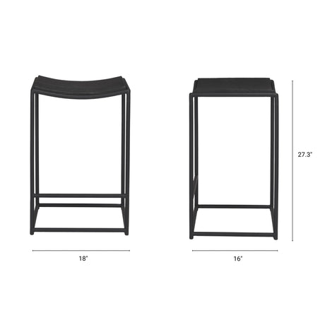 Taniel Textured Black Wood w/ Black Metal Counter Stool by Mercana at Eve Furniture