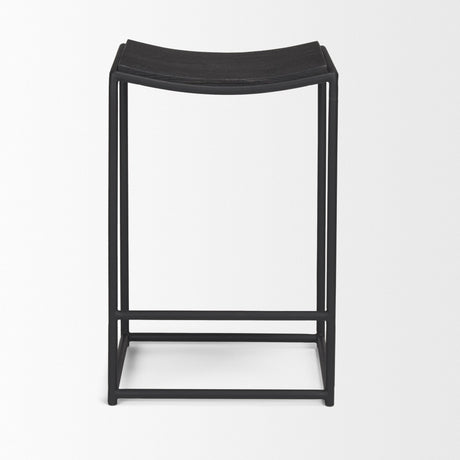 Taniel Textured Black Wood w/ Black Metal Counter Stool by Mercana at Eve Furniture