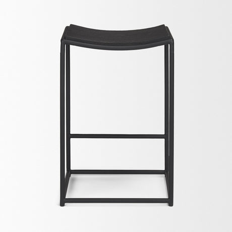 Taniel Textured Black Wood w/ Black Metal Counter Stool by Mercana at Eve Furniture