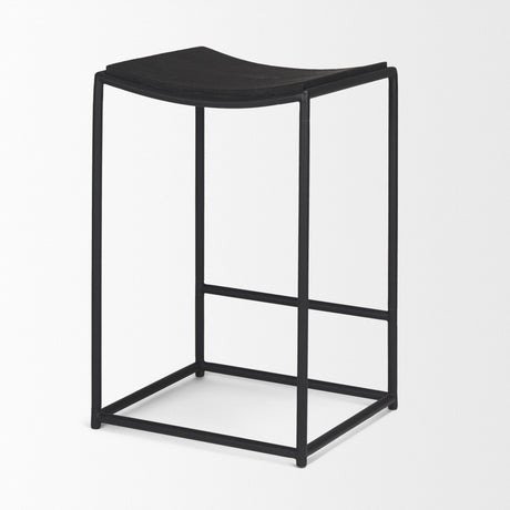 Taniel Textured Black Wood w/ Black Metal Counter Stool by Mercana at Eve Furniture