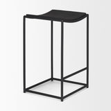 Taniel Textured Black Wood w/ Black Metal Counter Stool by Mercana at Eve Furniture