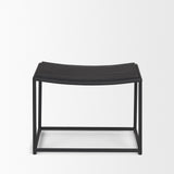 Taniel Textured Black Wood w/ Black Metal Stool by Mercana at Eve Furniture