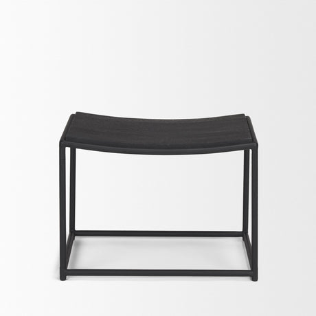 Taniel Textured Black Wood w/ Black Metal Stool by Mercana at Eve Furniture