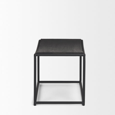 Taniel Textured Black Wood w/ Black Metal Stool by Mercana at Eve Furniture