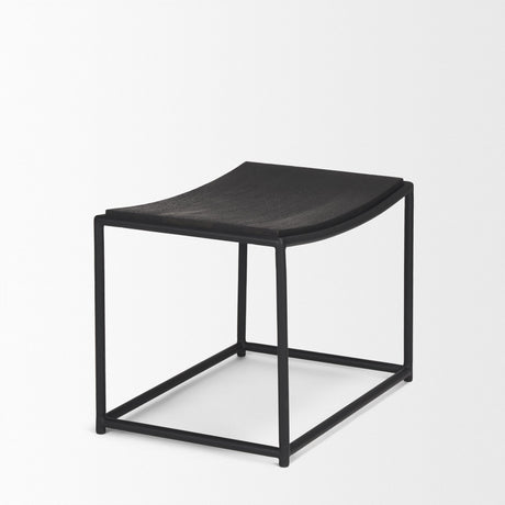 Taniel Textured Black Wood w/ Black Metal Stool by Mercana at Eve Furniture