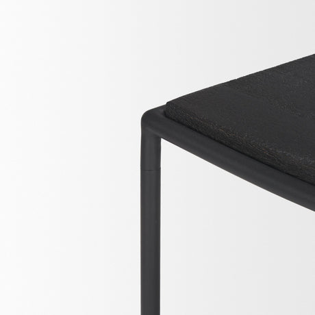 Taniel Textured Black Wood w/ Black Metal Stool by Mercana at Eve Furniture