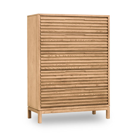 Tanner Five Drawer Ash Wood Chest in Flaxen by Modus Furniture at Eve Furniture