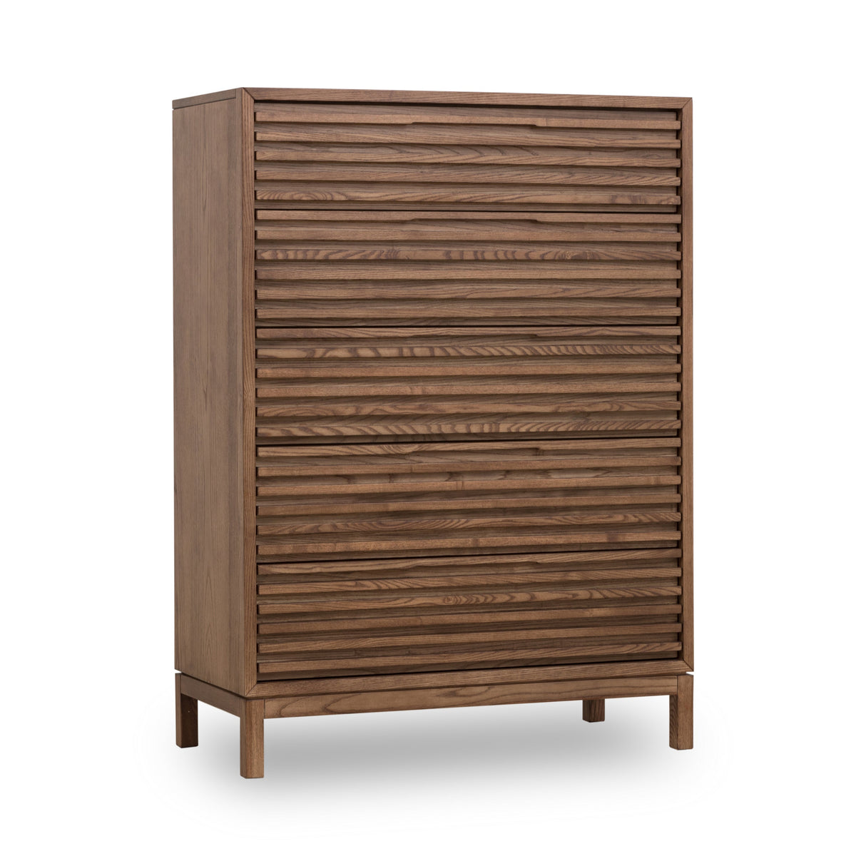 Tanner Five Drawer Ash Wood Chest in Roux by Modus Furniture at Eve Furniture