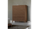 Tanner Five Drawer Ash Wood Chest in Roux by Modus Furniture at Eve Furniture