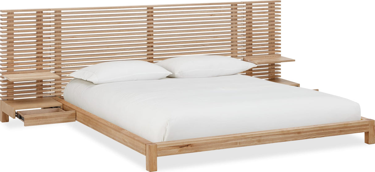 Tanner Flaxen California King Solid Ash Wall Bed with Integrated Nightstands by Modus Furniture at Eve Furniture
