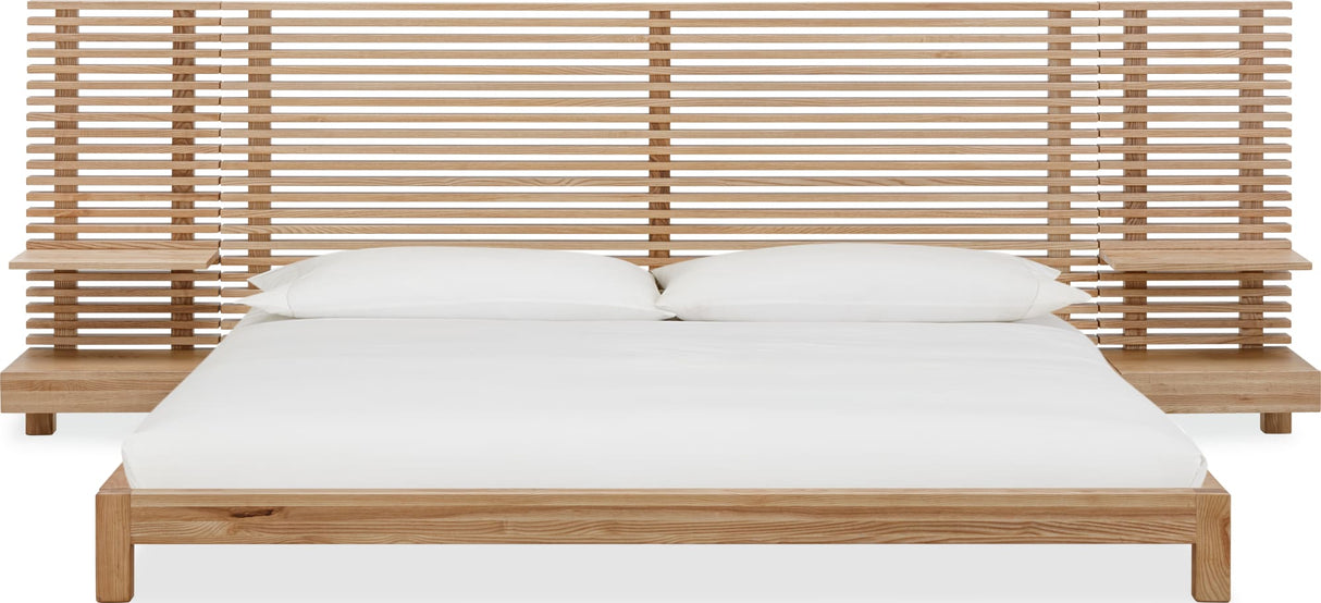 Tanner Flaxen Full Solid Ash Wall Bed with Integrated Nightstands by Modus Furniture at Eve Furniture