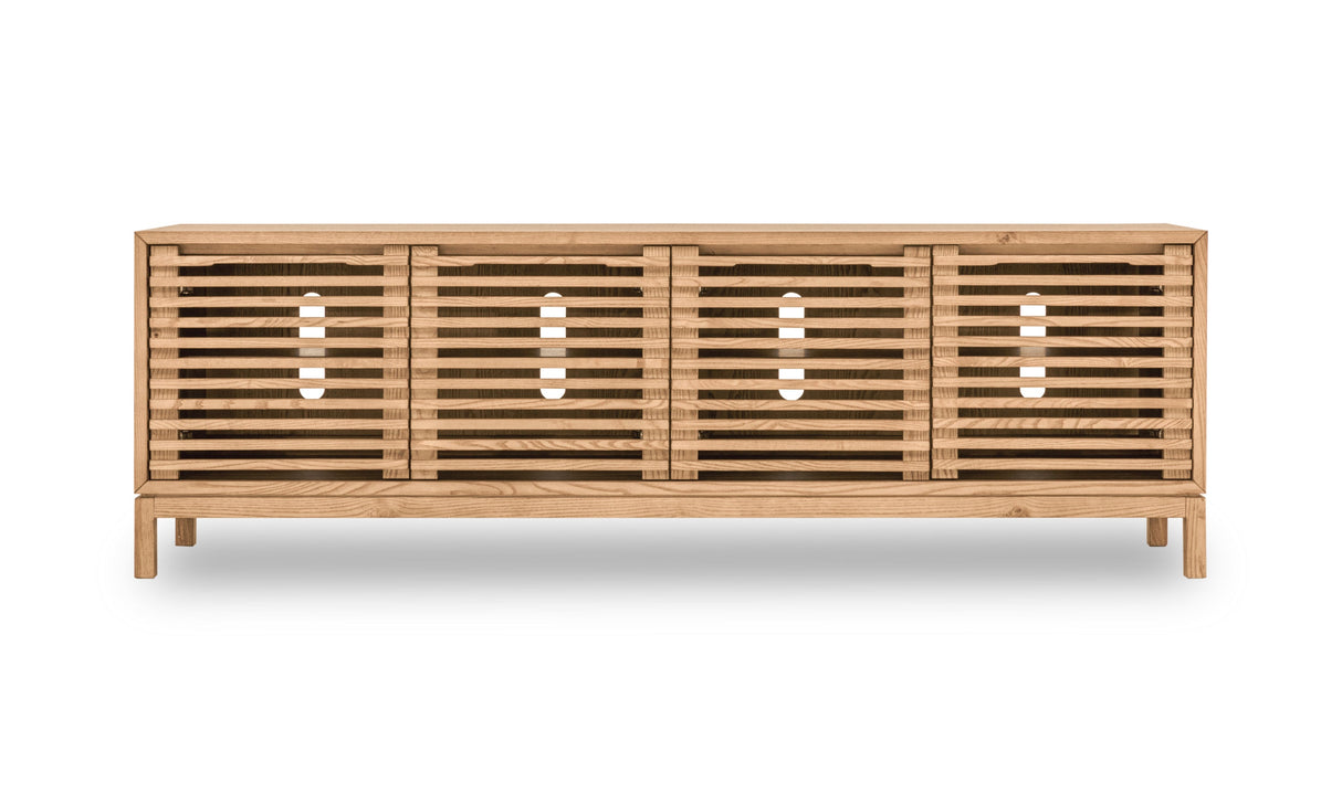 Tanner Four Door Solid Ash Media Console in Flaxen by Modus Furniture at Eve Furniture
