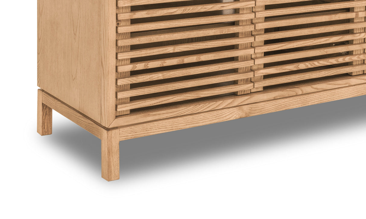 Tanner Four Door Solid Ash Media Console in Flaxen by Modus Furniture at Eve Furniture
