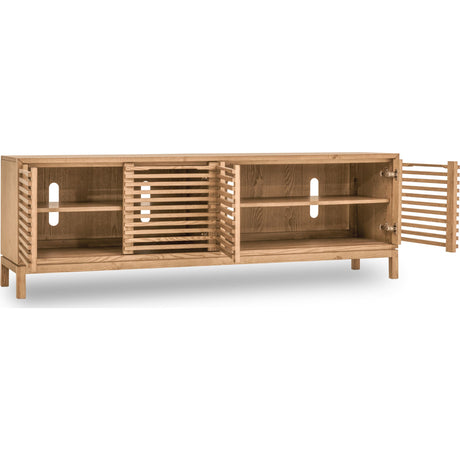 Tanner Four Door Solid Ash Media Console in Flaxen by Modus Furniture at Eve Furniture