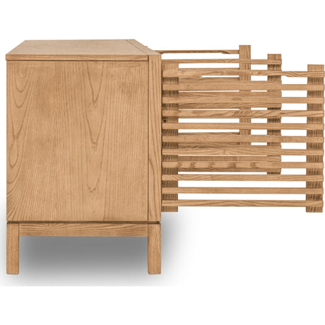 Tanner Four Door Solid Ash Media Console in Flaxen by Modus Furniture at Eve Furniture