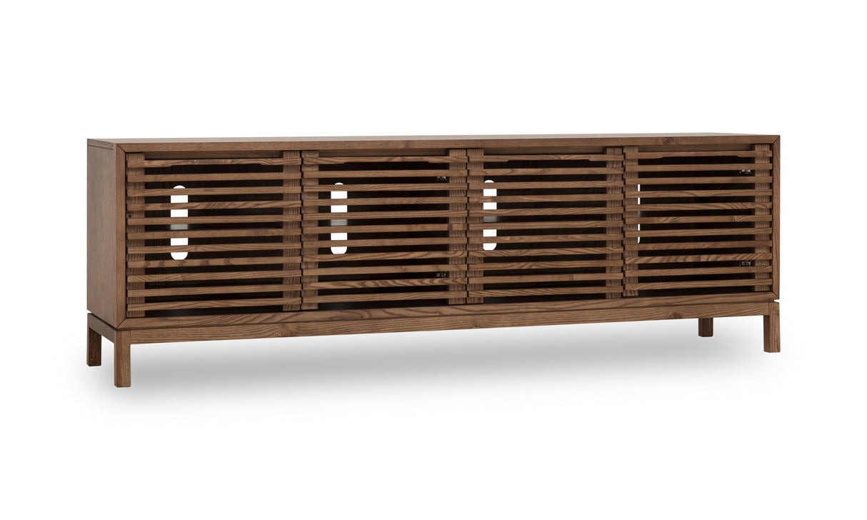 Tanner Four Door Solid Ash Media Console in Roux by Modus Furniture at Eve Furniture
