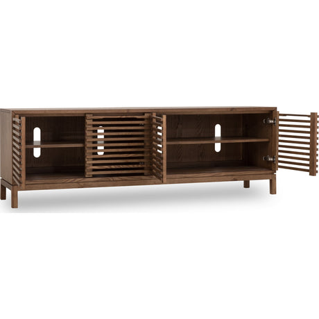 Tanner Four Door Solid Ash Media Console in Roux by Modus Furniture at Eve Furniture