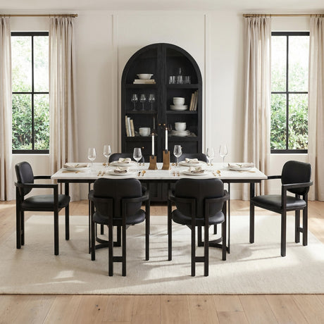 Tanner I Rectangular White Marble W/ Metal Base Dining Table by Mercana at Eve Furniture